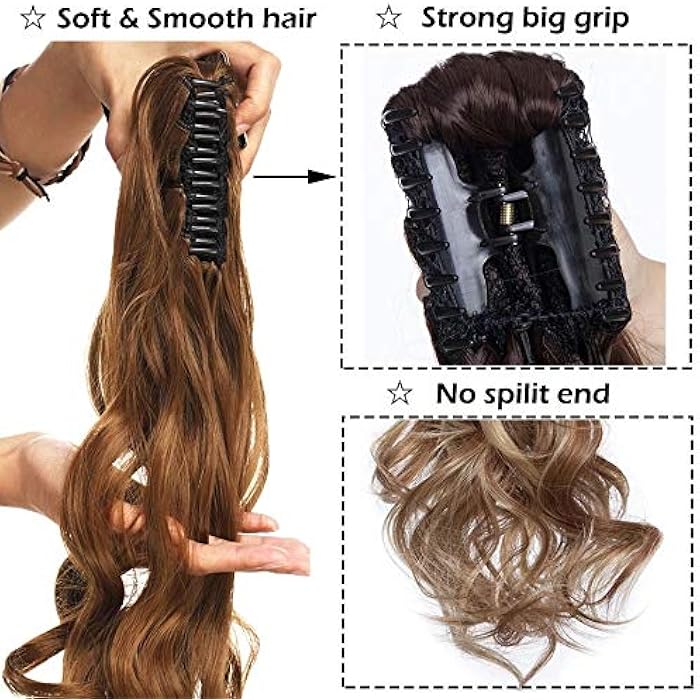 DILLARDS Linman 12-26Inch Claw Clip On Ponytail Hair Extension Synthetic Ponytail Enxtension Hair For Women Pony Tail Hair Hairpiece (Color : 16, Size : 28Inches) - Image 4